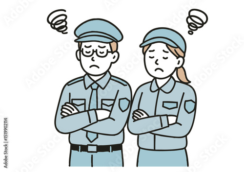 困り顔の警備員の男女