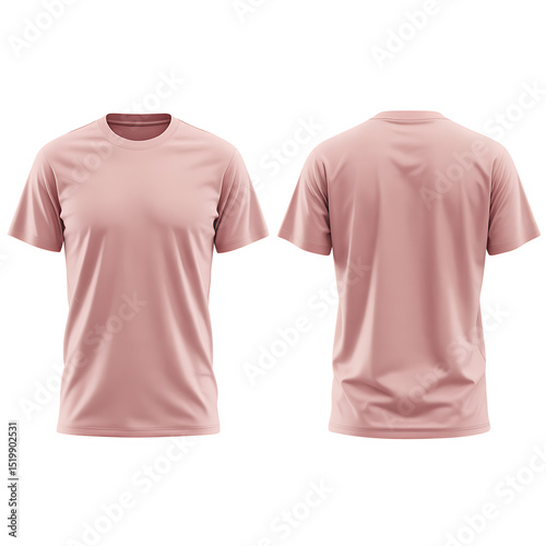 Blank Pink T-Shirt Mockup Front and Back Views 