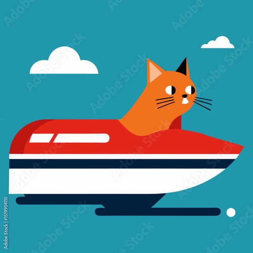 Vector art illustration of a cat on a spirit board