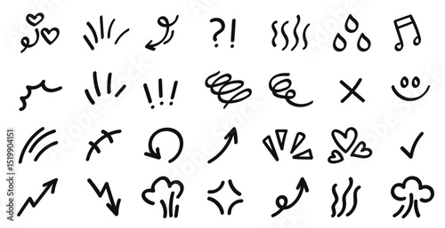Line movement effect element, cartoon emotion effect decoration icon. Vector illustration