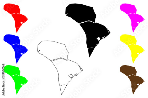 Khorramshahr city (Islamic Republic of Iran, Persia, IRI, Khuzestan province) map vector illustration, scribble sketch Khorramshahr map