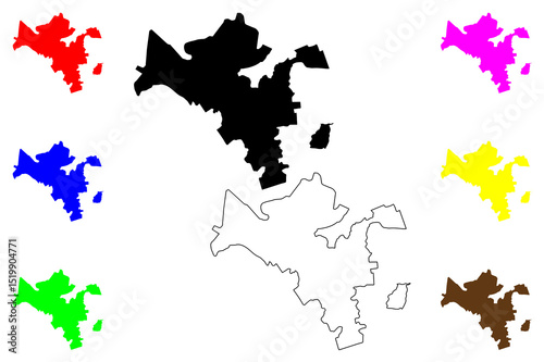 Khomeynishahr city (Islamic Republic of Iran, Persia, IRI, Isfahan province) map vector illustration, scribble sketch Khomeini Shahr map