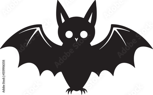Halloween bat silhouette, black and white silhouette, vector and illustration