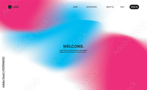 Sleek and futuristic landing page design with abstract wave patterns and trendy gradient mesh. Features include navigation menu, bold typography, and glowing color transitions. 