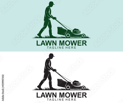 awn Mower Logo Design Professional Grass Cutting and Landscaping Icon