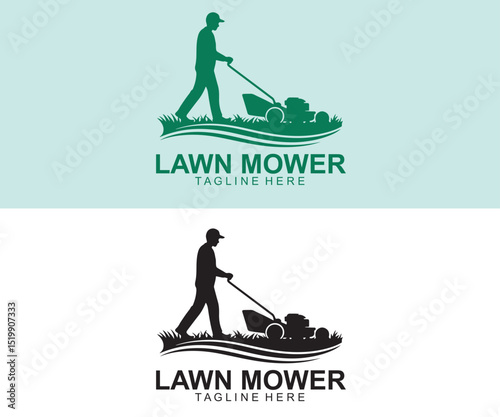 awn Mower Logo Design Professional Grass Cutting and Landscaping Icon