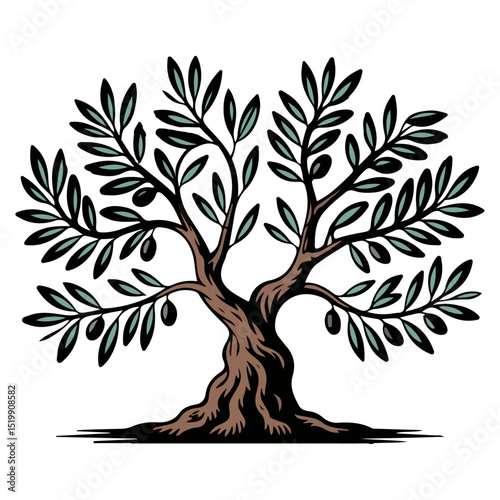 A Tree Isolated on White Background, Hand drawn vector illustration on white background.
