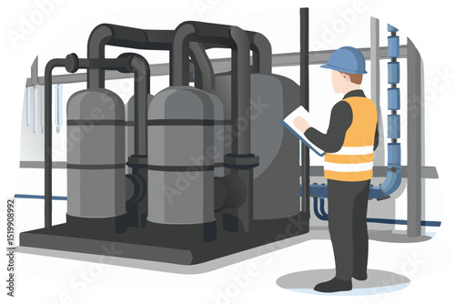 industrial-engineer-inspecting-gas-cylinder-system.eps