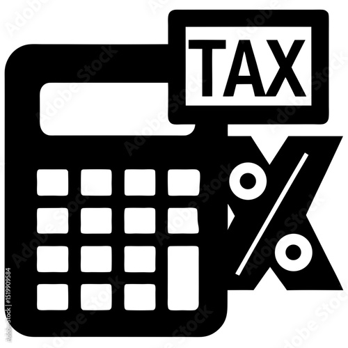 Calculator with tax and percentage symbol silhouette vector illustration