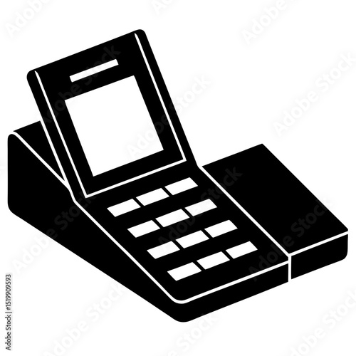 Cordless telephone with keypad and screen silhouette vector illustration