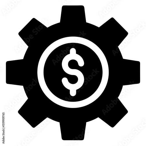 Gear with dollar sign inside simple black silhouette vector illustration