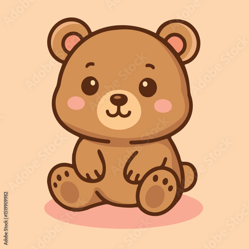 Cute teddy bear kawaii cartoon hand drawn.Vector illustration