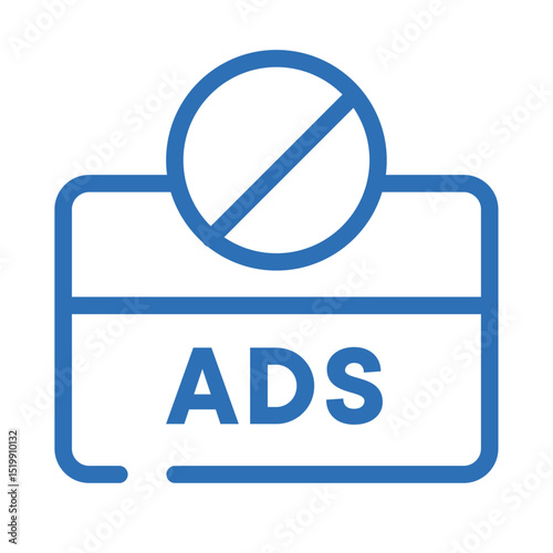 No Ads Icon – Vector Line Symbol for Premium, Clean Experience, and Ad-Free Use