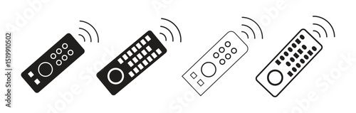 Remote Control Icons. tv remote icon silhouette vector illustration