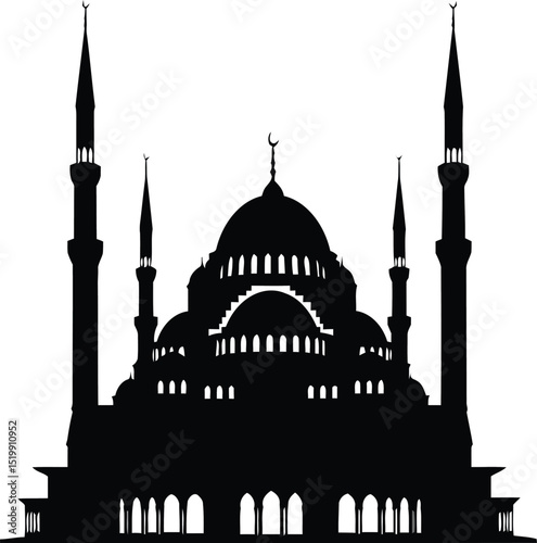 Silhouette of a beautiful mosque architectural design depicting islamic culture and religious faith