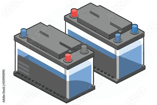 isometric-illustration-of-a-car-battery-with-label.eps