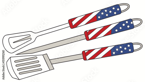 Patriotic bbq grill tools set american flag design spatula fork and tongs for grilling summer cookouts party