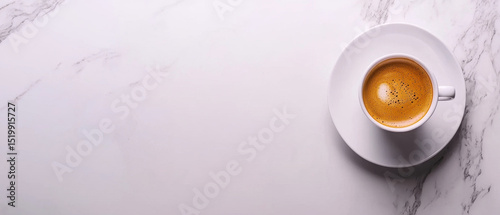 Espresso in white cup on marble