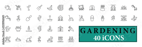 GARDENING icon collection, with editable stroke. GARDENING thin line icon set. Vector illustration.