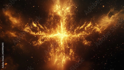 Cosmic fiery cross in space