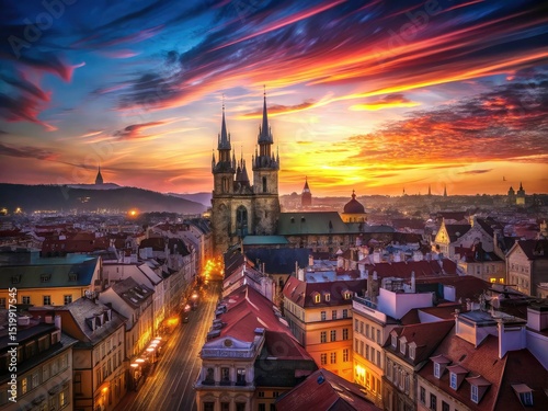 Prague Timelapse 4K Aerial View: Old Town Square Skyline, Czech Republic