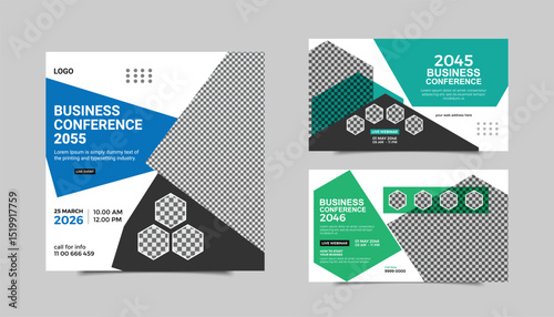 Business conference template, webinar invitation design.
