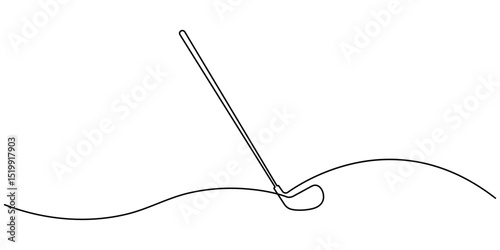 Golf stick continuous line. Continuous one line drawing golf stick. Sport, competition concept. Single line drawing, One continuous line drawing of golf putter, golf line icon, white background