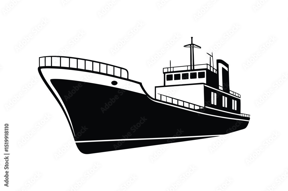 Obraz premium Cargo ship silhouette vector illustration