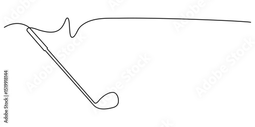 Golf stick continuous line. Continuous one line drawing golf stick. Sport, competition concept. Single line drawing, One continuous line drawing of golf putter, golf line icon, white background