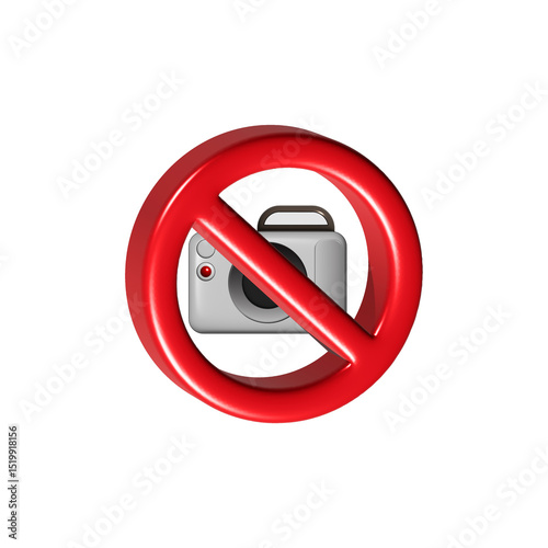 isolated No Photography Allowed Sign with Camera Symbol