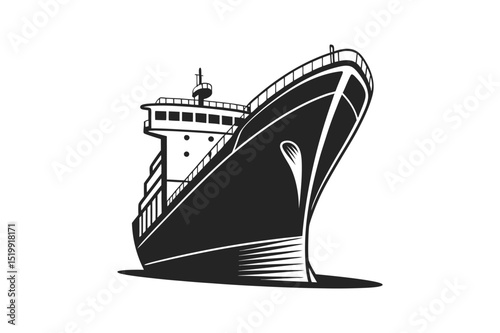Cargo ship silhouette vector illustration