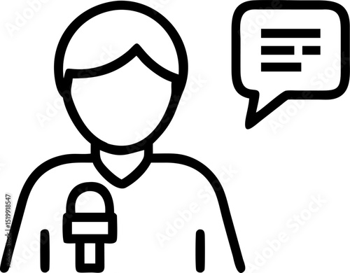 interview vector outline icon on white or transparent background