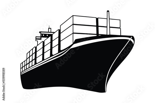 Cargo ship silhouette vector illustration