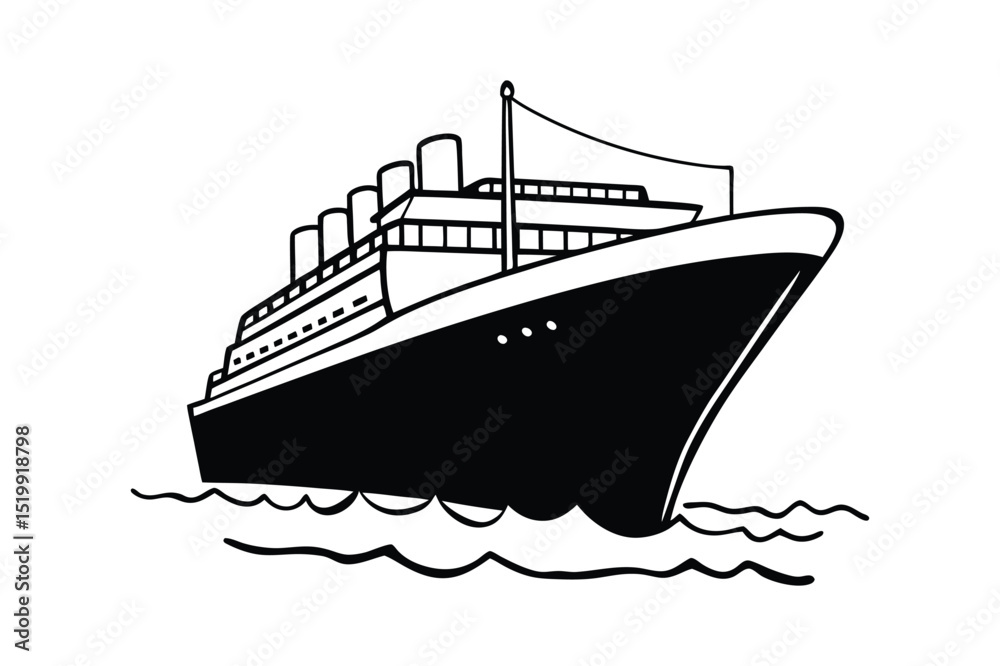 Obraz premium Cargo ship silhouette vector illustration