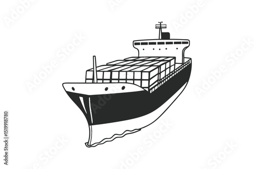 Cargo ship silhouette vector illustration