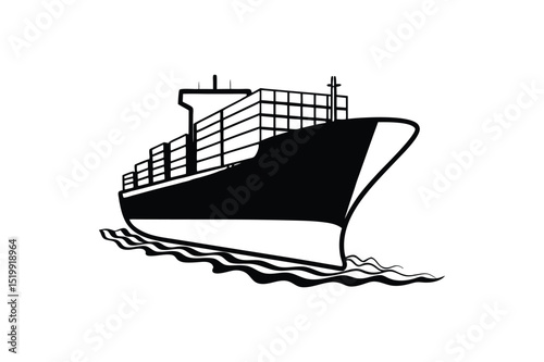 Cargo ship silhouette vector illustration