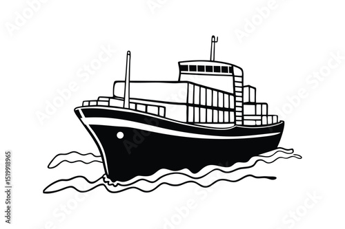 Cargo ship silhouette vector illustration