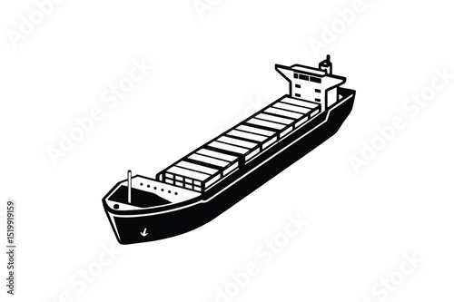 Cargo ship silhouette vector illustration