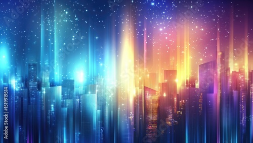 Neon cityscape at night
