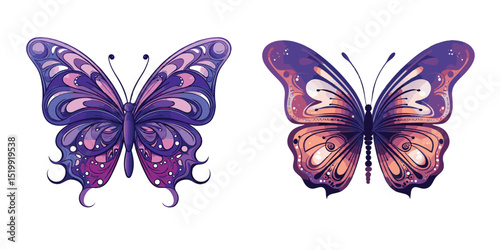 Beautiful purple butterfly illustration with detailed wings design