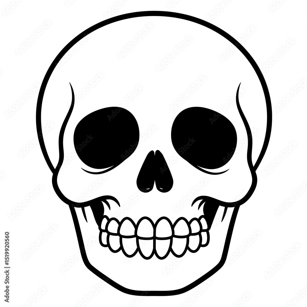 Fototapeta premium Cute Skull Outline Symbol Thin Line Style Vector Featuring Rounded Shape For Pirate Or Day Of Dead Element