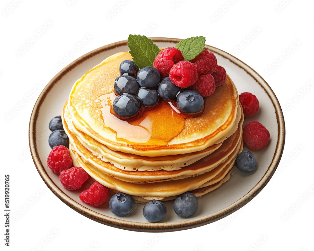 custom made wallpaper toronto digitalDelicious pancakes with syrup, raspberries and blueberries on transparent background