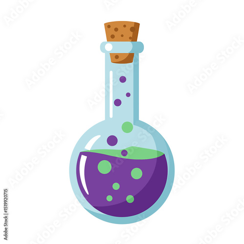Simple Magic Potion Symbol Flat Style Vector Featuring Bubbling Liquid For Fantasy Game Or Halloween Witchcraft Element
