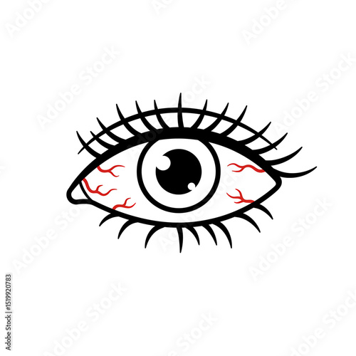 Simple Creepy Eye Outline Symbol Thin Line Style Vector Featuring Sideways Glance For Monster Or Surveillance Theme
