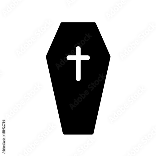 Simple Casket Glyph Vector Featuring Clean Edges For Halloween Decoration Or Vampire Element Interface