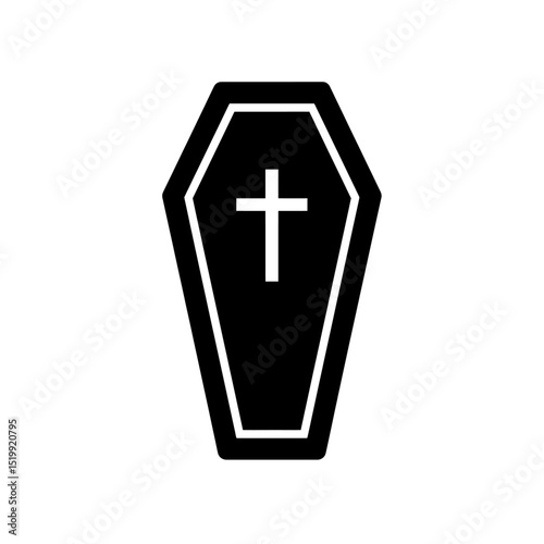 Coffin Icon Solid Black Glyph Style Traditional Shape Showcasing Simple Silhouette For Death Or Gothic Theme Symbol