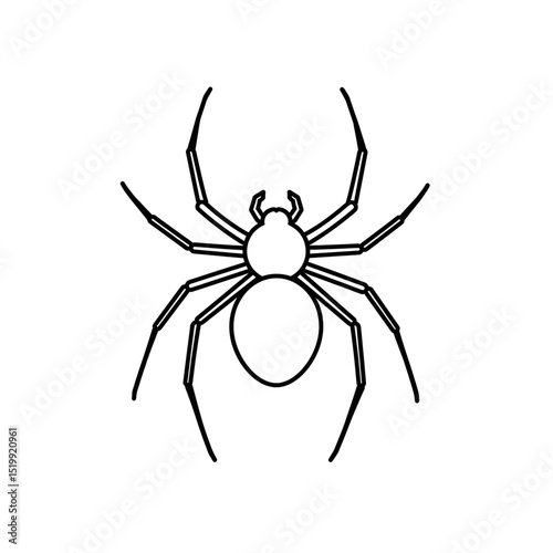Minimalist Arachnid Outline Symbol Thin Line Style Vector Featuring Symmetrical Legs For Insect Or Spooky Theme