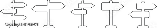 Signpost street Icon set Design in different Styles with Editable Stroke. , Solid, Flat Line, and Duotone. Suitable for Web Page, Direction Indicator. Travel Destination on transparent background