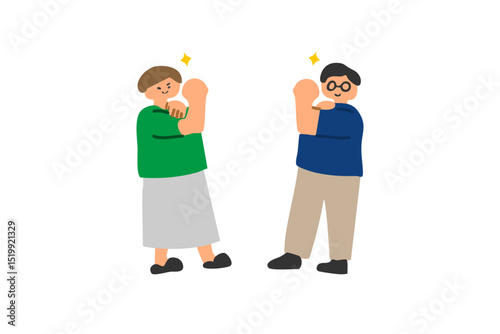 ガッツポーズをする頼りになる男女のイラスト photo