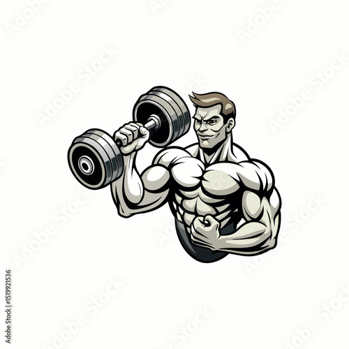 Bodybuilder Workout Vector – Fancy Gym Man Illustration for Posters and Branding